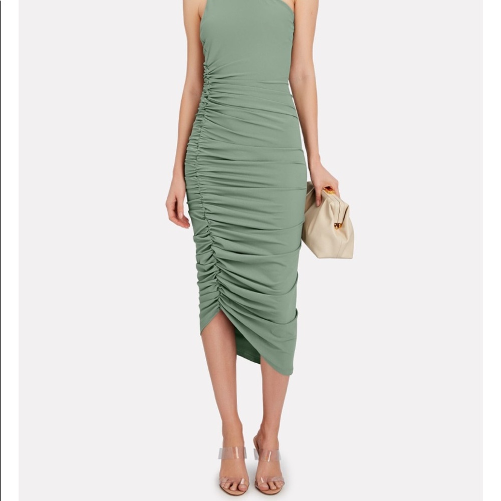 ALIX NYC Ruched One-Shoulder Midi Dress
